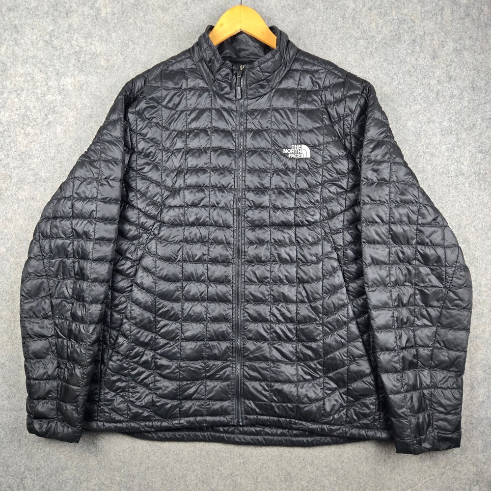The North Face ThermoBall Jacket Mens XL Black Puffer Quilted Full Zip Gorpcore